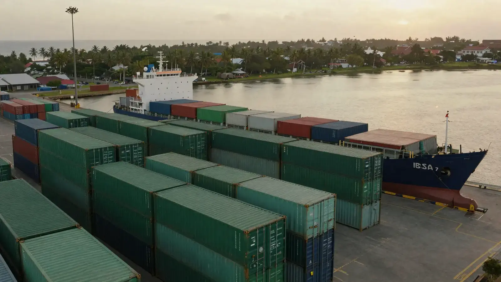 Containers being loaded at port for export